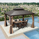 PURPLE LEAF Outdoor Hardtop Gazebo for Garden Bronze Double Roof Aluminum Frame Pavilion