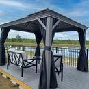 PURPLE LEAF Patio Gazebo for Backyard Hardtop Galvanized Steel Frame with Upgrade Curtain Light Grey