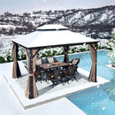 PURPLE LEAF Outdoor Hardtop Gazebo for Garden Bronze Double Roof Aluminum Frame Pavilion