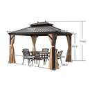 PURPLE LEAF Outdoor Hardtop Gazebo for Garden Bronze Double Roof Aluminum Frame Pavilion