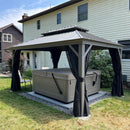 PURPLE LEAF Patio Gazebo for Backyard Hardtop Galvanized Steel Frame with Upgrade Curtain Light Grey