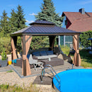 PURPLE LEAF Outdoor Hardtop Gazebo for Garden Bronze Double Roof Aluminum Frame Pavilion