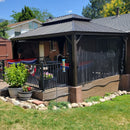 PURPLE LEAF Patio Gazebo for Backyard Hardtop Galvanized Steel Frame with Upgrade Curtain Light Grey