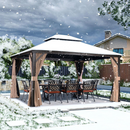 PURPLE LEAF Outdoor Hardtop Gazebo for Garden Bronze Double Roof Aluminum Frame Pavilion