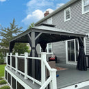 PURPLE LEAF Patio Gazebo for Backyard Hardtop Galvanized Steel Frame with Upgrade Curtain Light Grey