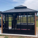PURPLE LEAF Patio Hardtop Gazebo Double Galvanized Roof Outdoor Screen House Aluminum Solarium Backyard Sunroom