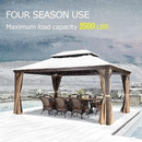 PURPLE LEAF Outdoor Hardtop Gazebo for Garden Bronze Double Roof Aluminum Frame Pavilion
