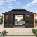 PURPLE LEAF Patio Hardtop Gazebo Double Galvanized Roof Outdoor Screen House Aluminum Solarium Backyard Sunroom
