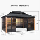 PURPLE LEAF Patio Hardtop Gazebo Double Galvanized Roof Outdoor Screen House Aluminum Solarium Backyard Sunroom