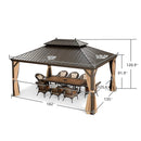 PURPLE LEAF Outdoor Hardtop Gazebo for Garden Bronze Double Roof Aluminum Frame Pavilion