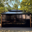 PURPLE LEAF Patio Hardtop Gazebo Double Galvanized Roof Outdoor Screen House Aluminum Solarium Backyard Sunroom