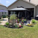 PURPLE LEAF 12' X 16'  Outdoor Hardtop Gazebo for Patio Bronze Aluminum Frame Pavilion with Navy-Blue Curtain