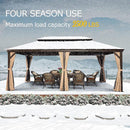 PURPLE LEAF Outdoor Hardtop Gazebo for Garden Bronze Double Roof Aluminum Frame Pavilion