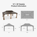 PURPLE LEAF Outdoor Hardtop Gazebo for Garden Bronze Double Roof Aluminum Frame Pavilion
