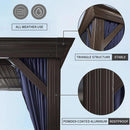 PURPLE LEAF 12' X 16'  Outdoor Hardtop Gazebo for Patio Bronze Aluminum Frame Pavilion with Navy-Blue Curtain