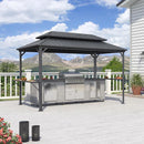 PURPLE LEAF Hardtop Grill Gazebo for Patio Permanent Metal Roof Outside Sun Shade Outdoor BBQ Canopy