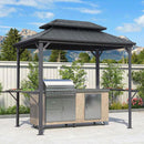 PURPLE LEAF Hardtop Grill Gazebo for Patio Permanent Metal Roof Outside Sun Shade Outdoor BBQ Canopy