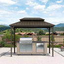 PURPLE LEAF Hardtop Grill Gazebo for Patio Permanent Metal Roof Outside Sun Shade Outdoor BBQ Canopy