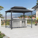 PURPLE LEAF Hardtop Grill Gazebo for Patio Permanent Metal Roof Outside Sun Shade Outdoor BBQ Canopy