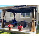 PURPLE LEAF Outdoor Hardtop Gazebo for Garden Bronze Double Roof Aluminum Frame Pavilion