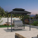 PURPLE LEAF Hardtop Grill Gazebo for Patio Permanent Metal Roof Outside Sun Shade Outdoor BBQ Canopy