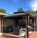 PURPLE LEAF Outdoor Hardtop Gazebo for Garden Bronze Double Roof Aluminum Frame Pavilion