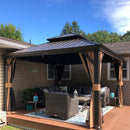 PURPLE LEAF Outdoor Hardtop Gazebo for Garden Bronze Double Roof Aluminum Frame Pavilion