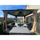 PURPLE LEAF Outdoor Hardtop Gazebo for Garden Bronze Double Roof Aluminum Frame Pavilion
