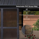 PURPLE LEAF Patio Hardtop Gazebo Double Galvanized Roof Outdoor Screen House Aluminum Solarium Backyard Sunroom