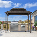 PURPLE LEAF Hardtop Grill Gazebo for Patio Permanent Metal Roof Outside Sun Shade Outdoor BBQ Canopy