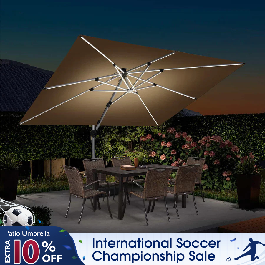 led patio umbrella canada PURPLE LEAF Solar Powered Umbrella LED Rectangular Patio Umbrella with Lights
