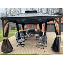 PURPLE LEAF Outdoor Hardtop Gazebo for Garden Bronze Double Roof Aluminum Frame Pavilion