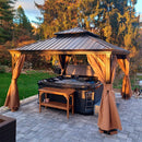 PURPLE LEAF Outdoor Hardtop Gazebo for Garden Bronze Double Roof Aluminum Frame Pavilion
