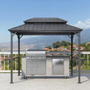 PURPLE LEAF Hardtop Grill Gazebo for Patio Permanent Metal Roof Outside Sun Shade Outdoor BBQ Canopy