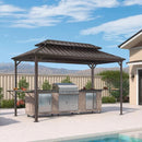 PURPLE LEAF Hardtop Grill Gazebo for Patio Permanent Metal Roof Outside Sun Shade Outdoor BBQ Canopy