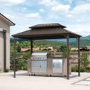 PURPLE LEAF Hardtop Grill Gazebo for Patio Permanent Metal Roof Outside Sun Shade Outdoor BBQ Canopy
