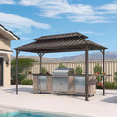 PURPLE LEAF Hardtop Grill Gazebo for Patio Permanent Metal Roof Outside Sun Shade Outdoor BBQ Canopy