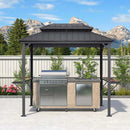 PURPLE LEAF Hardtop Grill Gazebo for Patio Permanent Metal Roof Outside Sun Shade Outdoor BBQ Canopy