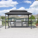 PURPLE LEAF Hardtop Grill Gazebo for Patio Permanent Metal Roof Outside Sun Shade Outdoor BBQ Canopy