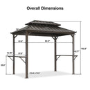 PURPLE LEAF Hardtop Grill Gazebo for Patio Permanent Metal Roof Outside Sun Shade Outdoor BBQ Canopy