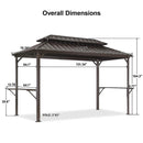 PURPLE LEAF Hardtop Grill Gazebo for Patio Permanent Metal Roof Outside Sun Shade Outdoor BBQ Canopy