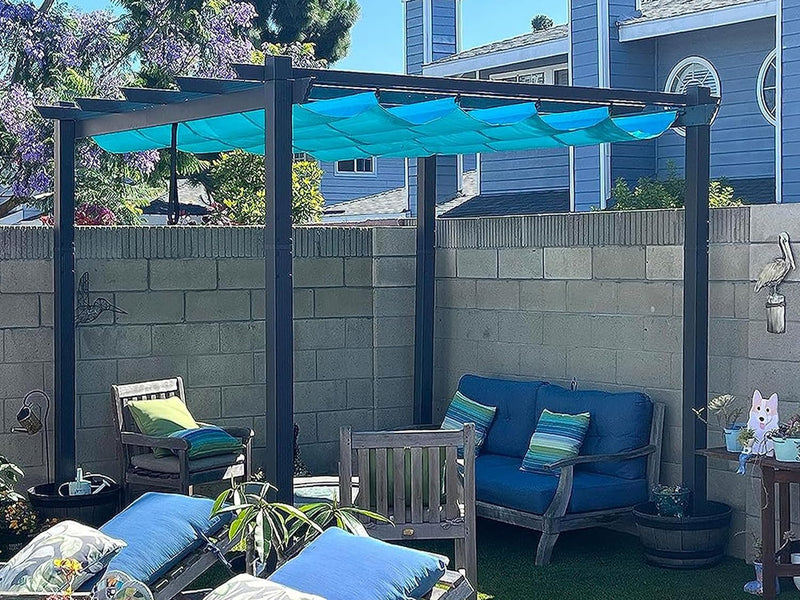 PURPLE LEAF Outdoor Retractable Pergola Patio Shelter for Garden Porch Beach Pavilion Grill Gazebo