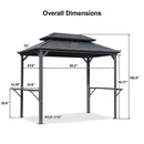 PURPLE LEAF Hardtop Grill Gazebo for Patio Permanent Metal Roof Outside Sun Shade Outdoor BBQ Canopy