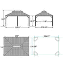 PURPLE LEAF Outdoor Hardtop Gazebo for Garden Bronze Double Roof Aluminum Frame Pavilion