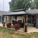 PURPLE LEAF Outdoor Hardtop Gazebo for Garden Bronze Double Roof Aluminum Frame Pavilion