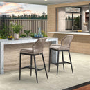 PURPLE LEAF 2 Set Outdoor Bar Stool Chair Set, Modern Counter Height Stool, Cushion Included