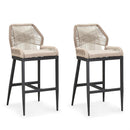 PURPLE LEAF 2 Set Outdoor Bar Stool Chair Set, Modern Counter Height Stool, Cushion Included