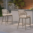 PURPLE LEAF 2 Set Outdoor Bar Stool Chair Set, Modern Counter Height Stool, Cushion Included