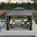 PURPLE LEAF Patio Gazebo for Backyard Hardtop Galvanized Steel Frame with Upgrade Curtain Light Grey
