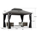 PURPLE LEAF Patio Gazebo for Backyard Hardtop Galvanized Steel Frame with Upgrade Curtain Light Grey